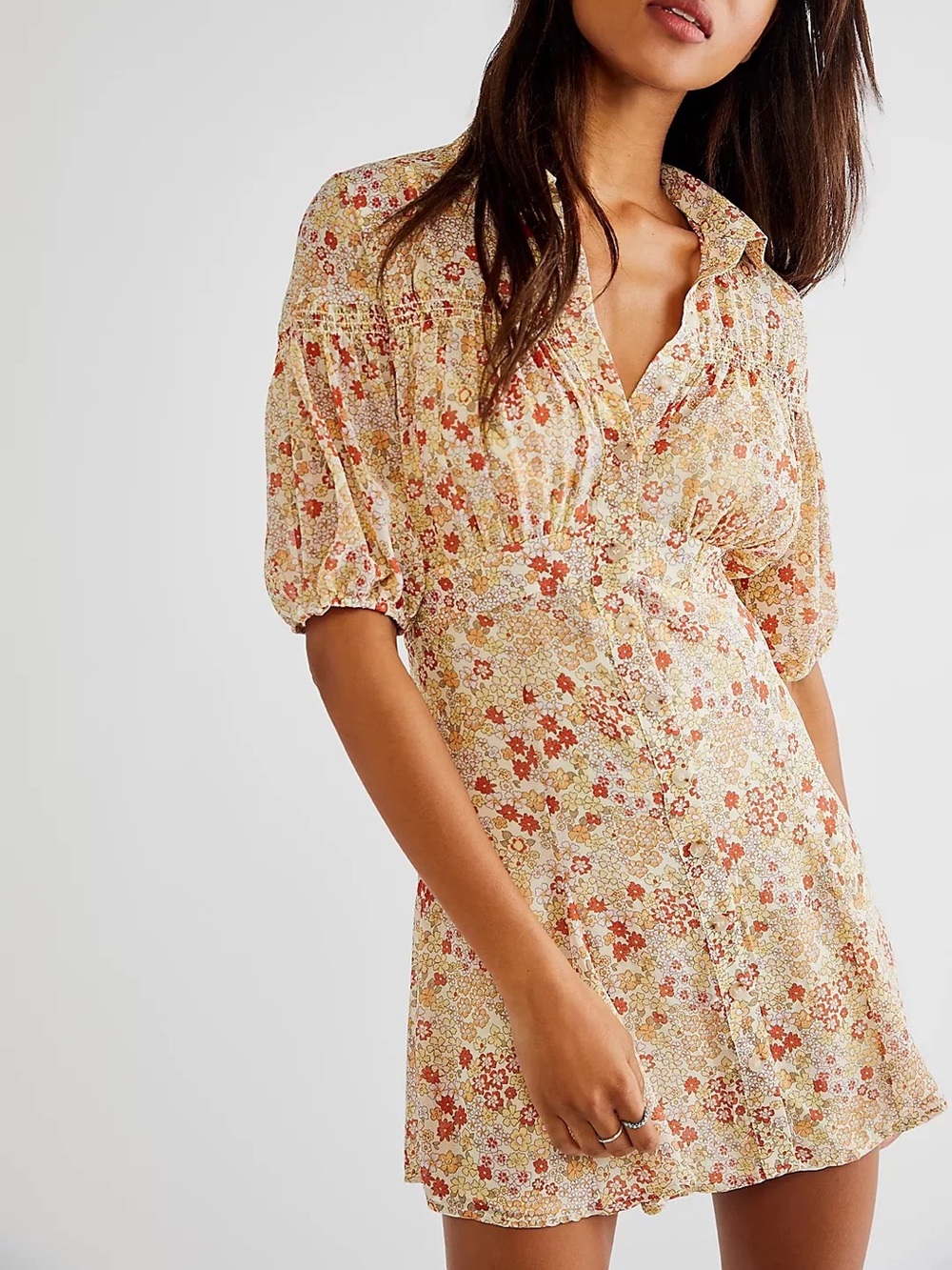 Free People Sheer Floral Prairie Mini Dress NWT Cottagecore Boho Medium